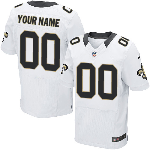 Men's Elite Nike Jersey White Road - Customized NFL New Orleans Saints